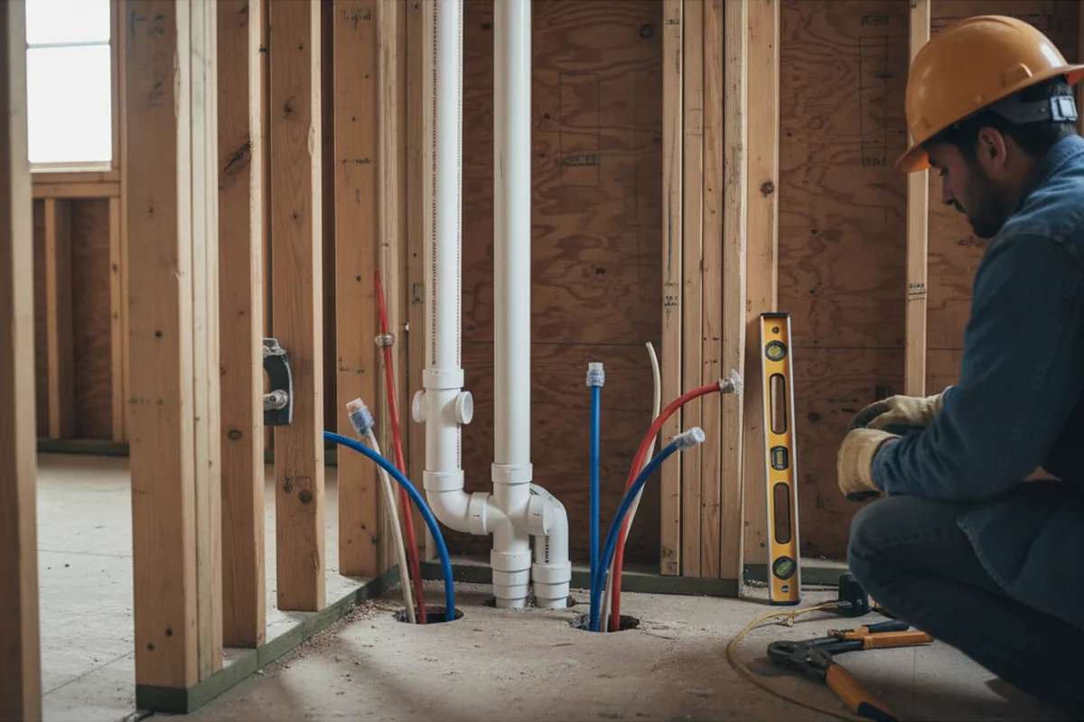 Drain and supply rough-in during Leak Detection in Temperance